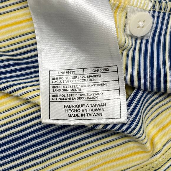 Nike Golf Dri Fit UV Yellow Blue Striped Mens M Mirabel Club Golf Polo Shirt - Picture 6 of 10